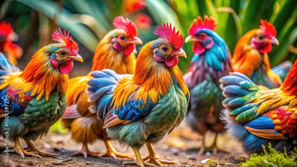 Adorable Miniature Serama Chickens in a Natural Setting Showcasing Their Unique Features and Colors Adorable Miniature Serama Chickens in a Natural Setting Showcasing Their Unique Features and Colors