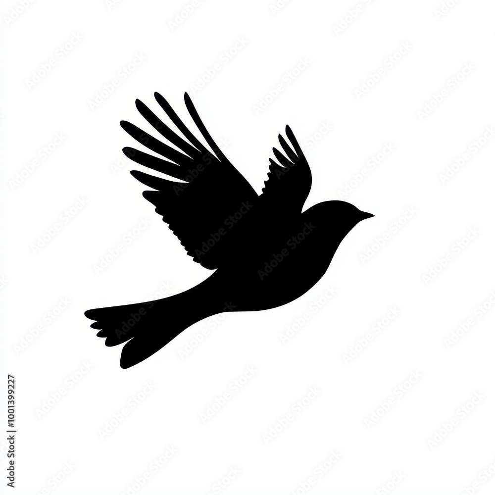 Bird Silhouette Flying on White Background Bird Silhouette Flying on White Background