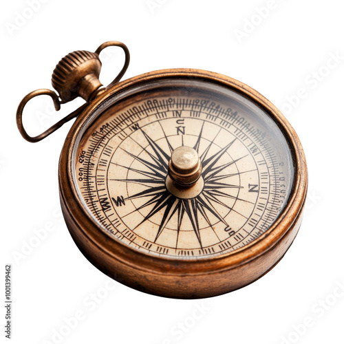 A compass with a gold band and a white face. on transparent background png