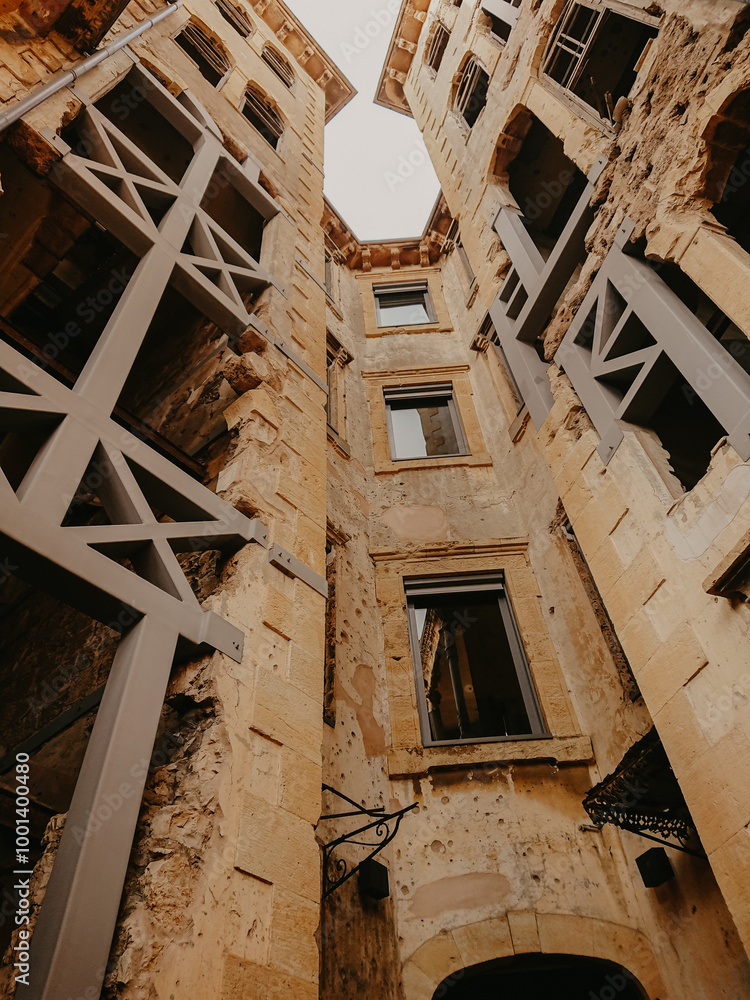 Fototapeta premium BEIRUT, LEBANON - Beit Beirut - Museum and Urban Cultural Center building, dedicated to civil war history in Lebanon