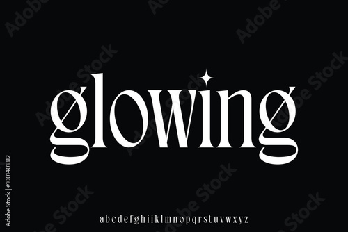 Elegant decorative serif alphabet display font vector. Luxury glowing typeface