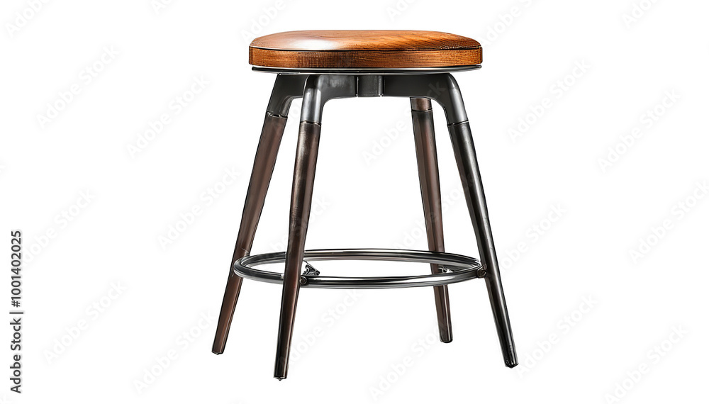 Industrial Bar Stool with Metal Frame and Wooden Seat Industrial Bar Stool with Metal Frame and Wooden Seat