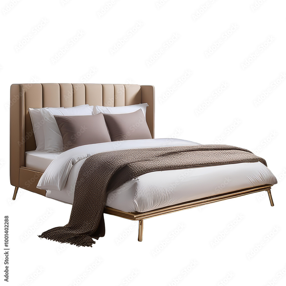 Minimalist Bed with Elegant Bedding and Neutral Tones Minimalist Bed with Elegant Bedding and Neutral Tones
