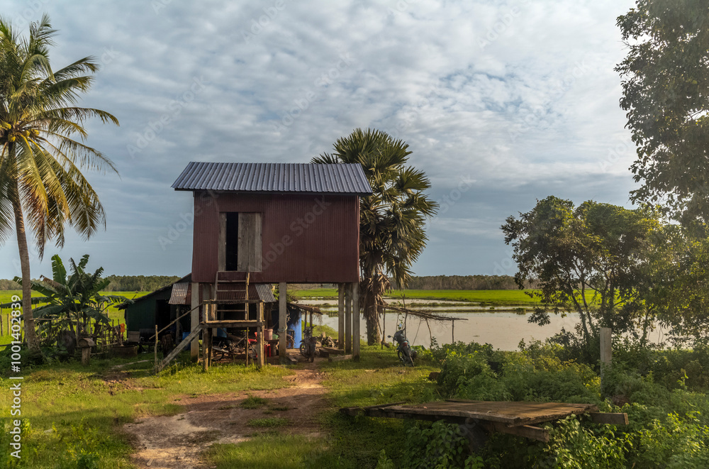 Typical small farm houses in the Cambodian countryside Typical small farm houses in the Cambodian countryside