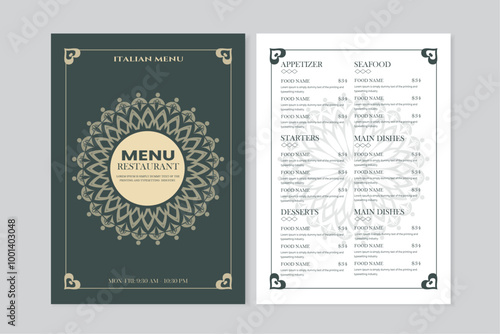 Luxury restaurant menu  card design and logo vector brochure template.