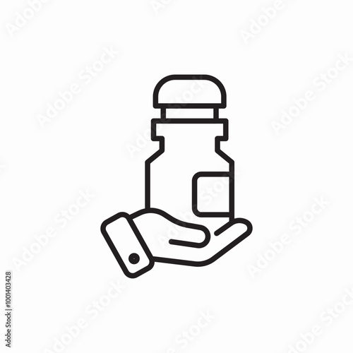 hand held medicine bottle icon sign vector