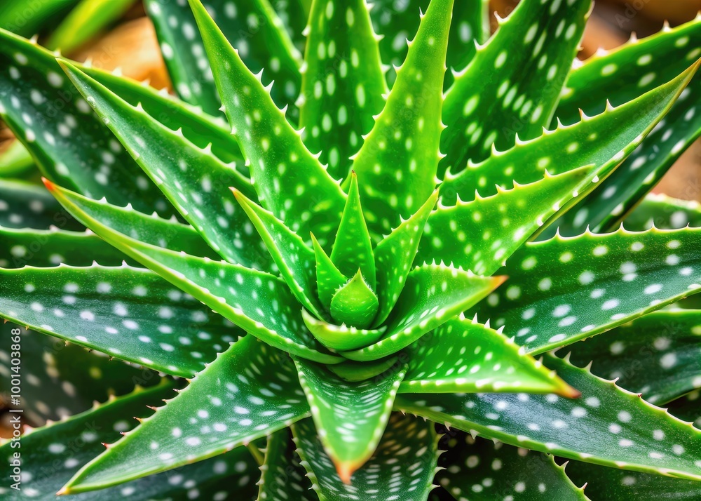 Aloe Vera Plant with Distinctive White Spots on Vibrant Green Leaves in Natural Light Setting Aloe Vera Plant with Distinctive White Spots on Vibrant Green Leaves in Natural Light Setting