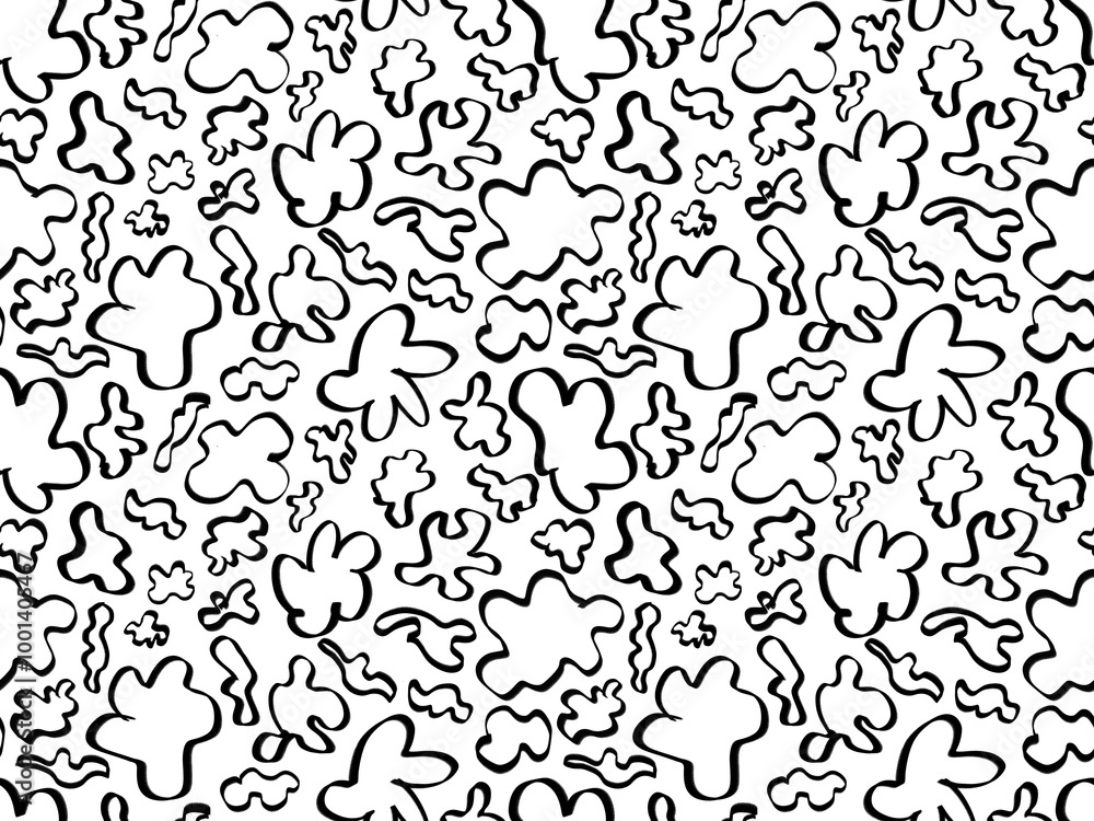 Seamless pattern abstract pattern of figures of different shapes black outlines. Organic smooth and wavy forms impression of lightness and ease. Pattern of clothes wallpaper print art objects paper. Seamless pattern abstract pattern of figures of different shapes black outlines. Organic smooth and wavy forms impression of lightness and ease. Pattern of clothes wallpaper print art objects paper.