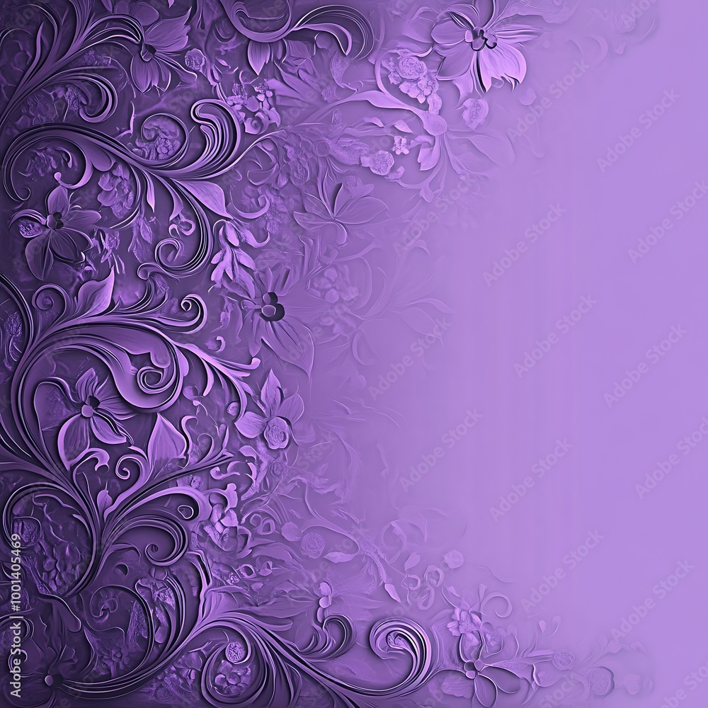 Violet purple background with lace-inspired floral patterns on the left side, creating an elegant and sophisticated design for a banner or poster template Generative AI Violet purple background with lace-inspired floral patterns on the left side, creating an elegant and sophisticated design for a banner or poster template Generative AI