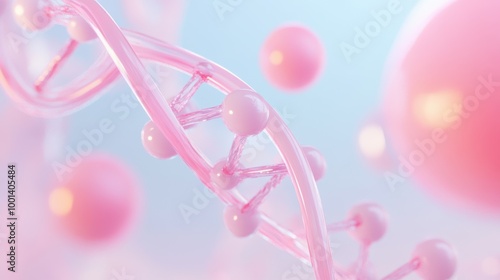 Wallpaper Mural Pink DNA strand with pink balls surrounding it Torontodigital.ca