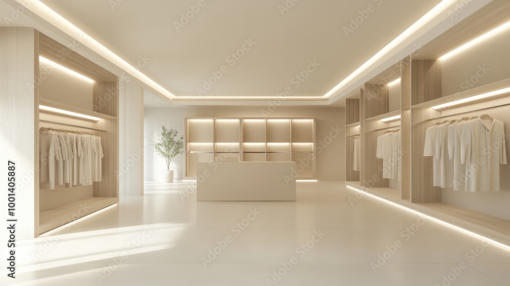 A large, empty room with white walls and a white counter A large, empty room with white walls and a white counter