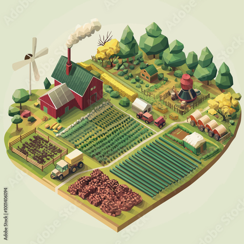 Isometric Precision Agriculture Technology Illustration