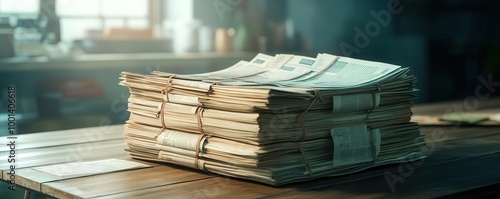 Newspaper delivery with morning light, Monday morning, keeping up with the news