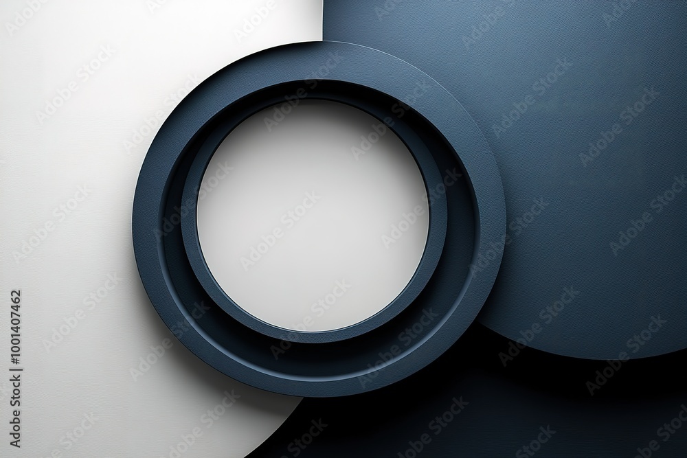 A blue and white circle with a black border A blue and white circle with a black border