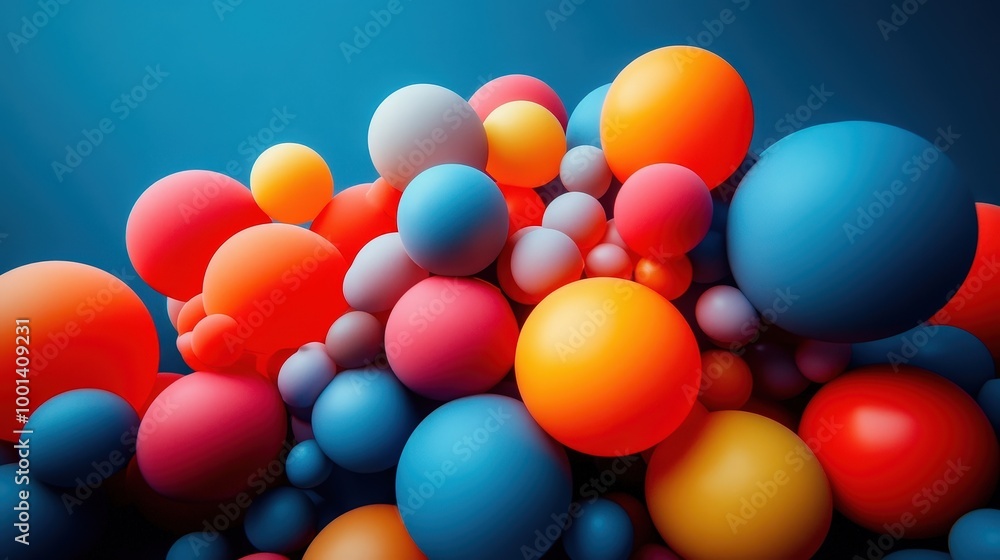 A Colorful Abstract Composition of Spheres with Varied Textures and Tones, Creating a Dynamic and Playful Visual Experience A Colorful Abstract Composition of Spheres with Varied Textures and Tones, Creating a Dynamic and Playful Visual Experience