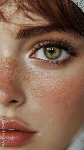 Close Up Portrait of a Woman's Eye with Freckles