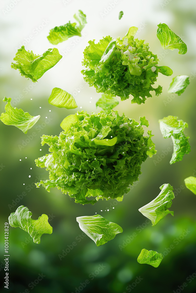 Floating Green Salad Leaves Floating Green Salad Leaves