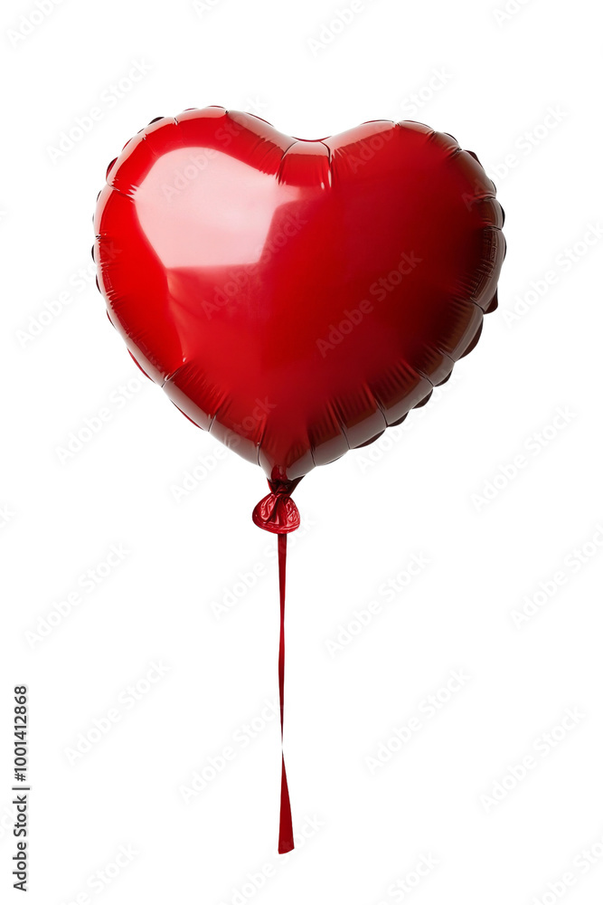 A red heart balloon is floating in the air. on transparent background png A red heart balloon is floating in the air. on transparent background png