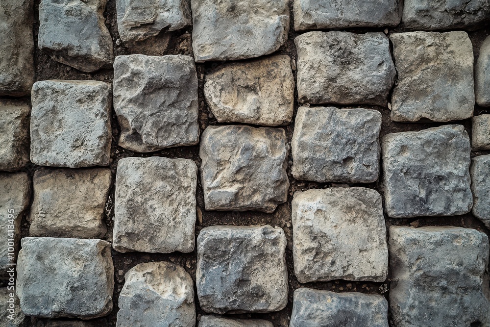 Obraz premium stone wall background is made of rough rocks, with a clear texture and a gray color tone