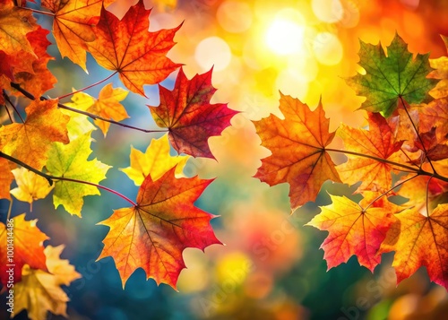 Beautiful September Background with Colorful Autumn Leaves and Soft Natural Light in Nature Setting