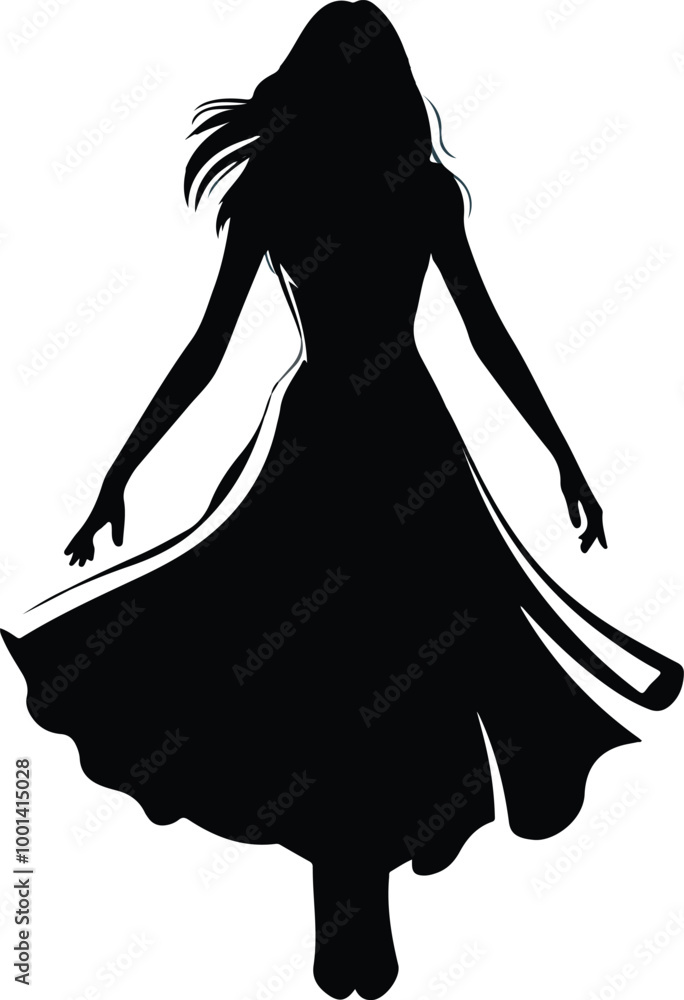 Mystery in Motion Silhouette of a Woman vector art illustration Mystery in Motion Silhouette of a Woman vector art illustration