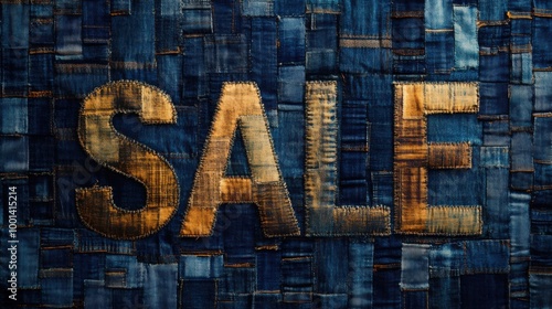 Denim Patchwork Sale Sign: Handmade Art & Fashion