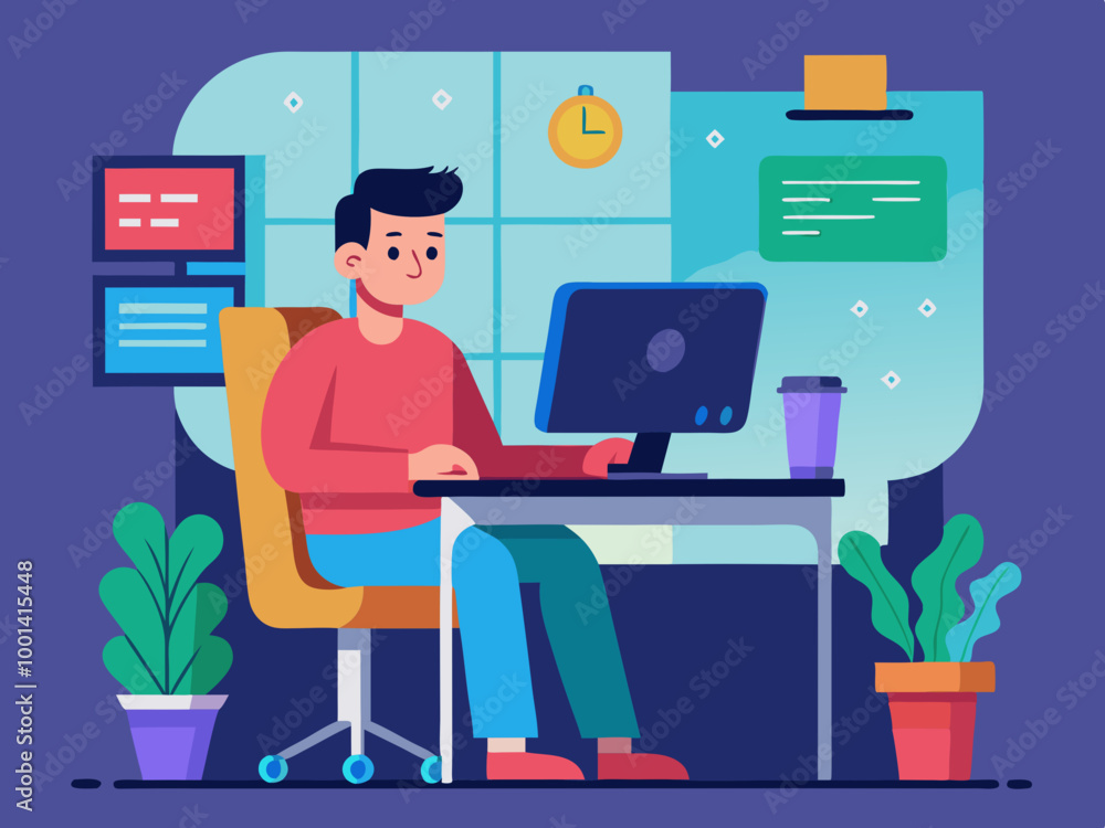 Programming at home stock illustration
Programming at home stock illustration