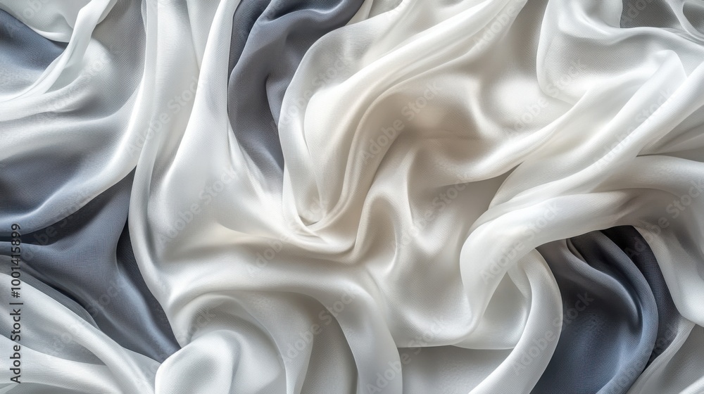 Fototapeta premium Abstract Draped Fabric Texture - White and Gray Silk