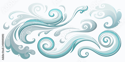 Gradient Grey Wind Swirls Vector Set
