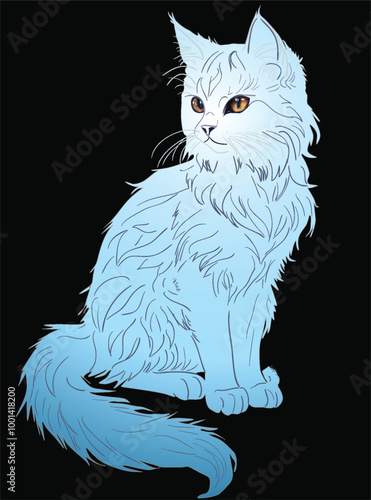 light blue cat isolated on black
