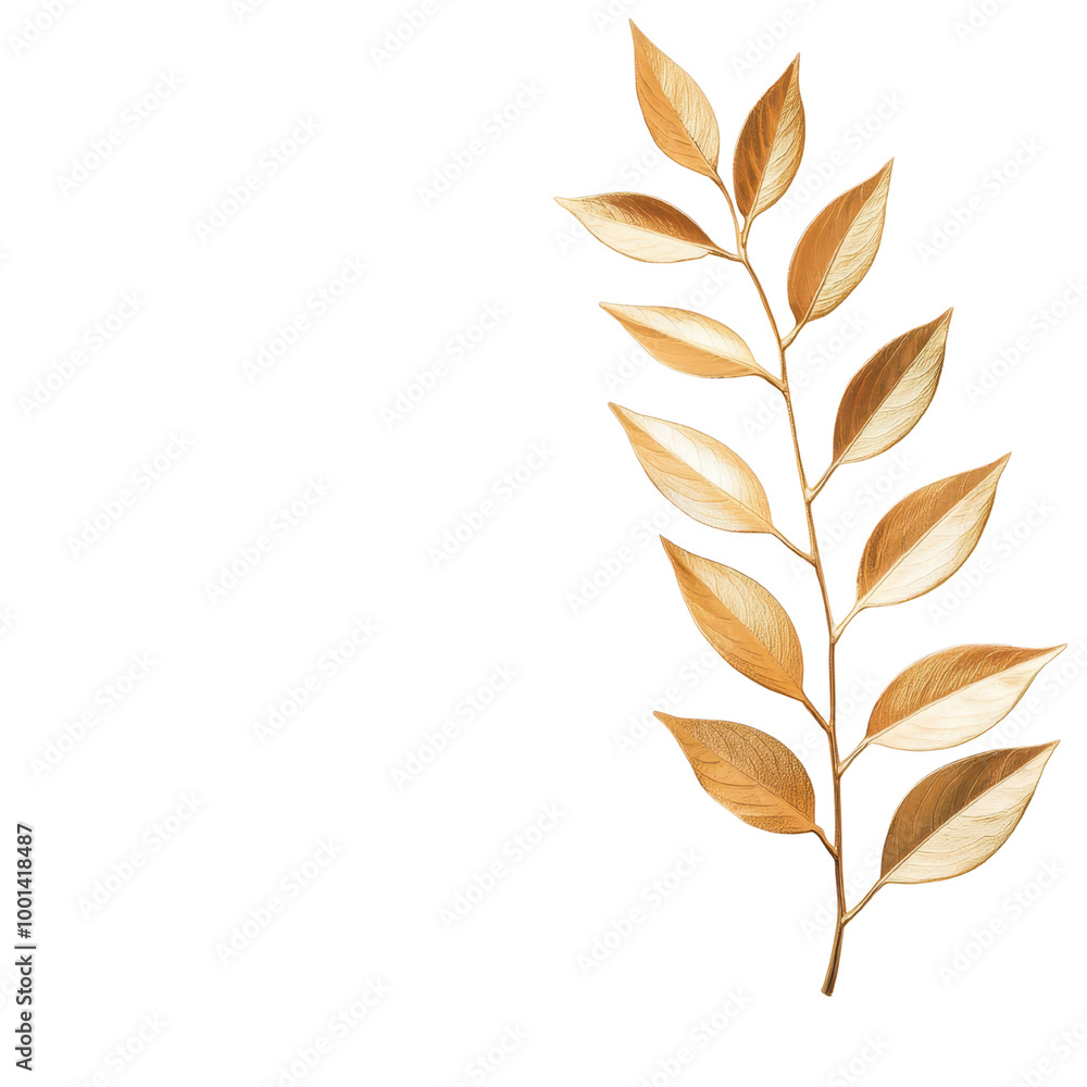 Elegant golden leaf branch isolated on a dark background, perfect for nature themes, decoration, or graphic design. Elegant golden leaf branch isolated on a dark background, perfect for nature themes, decoration, or graphic design.