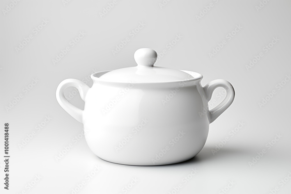 generated illustration of white ceramic cooking pot on white background generated illustration of white ceramic cooking pot on white background