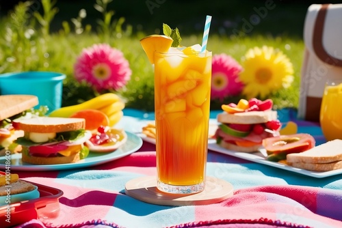 Picnic Vibes Celebrating Summer with Iced Mango and Colorful Delights photo