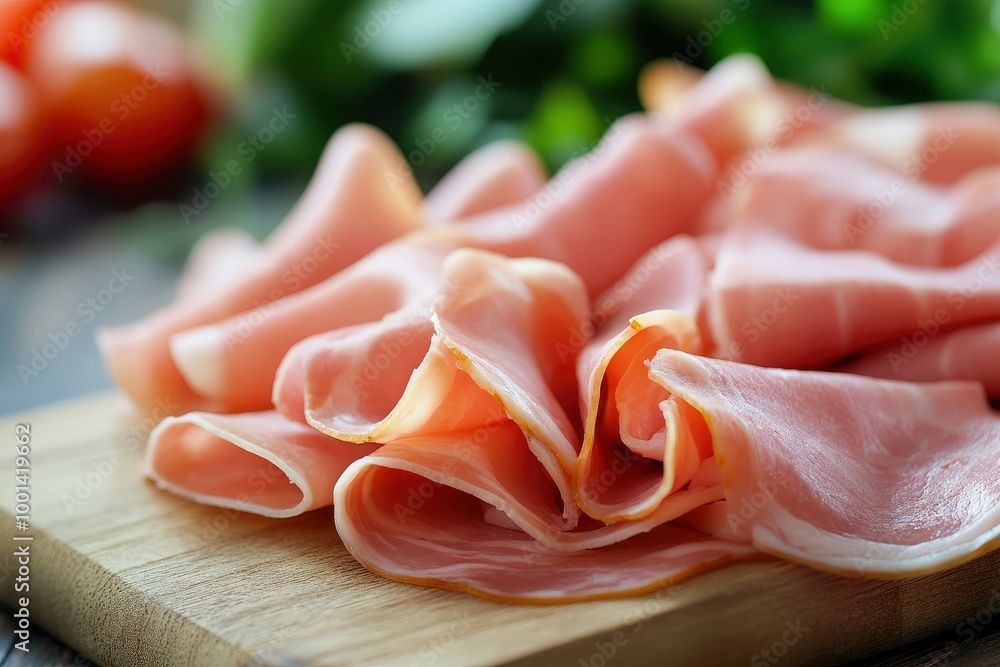 thinly sliced ham on the table - generative ai thinly sliced ham on the table - generative ai