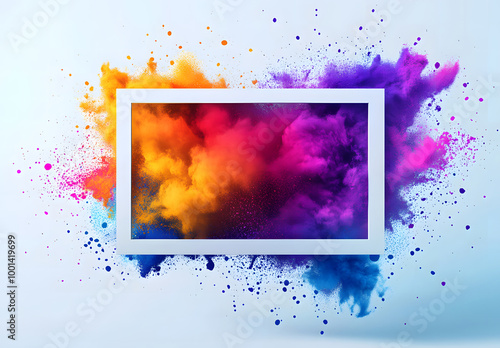 Colorful Abstract Frame with Paint Splashes design