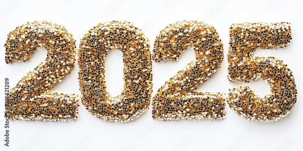 Golden Glitter 2025 New Year Decoration Golden Glitter 2025 New Year Decoration