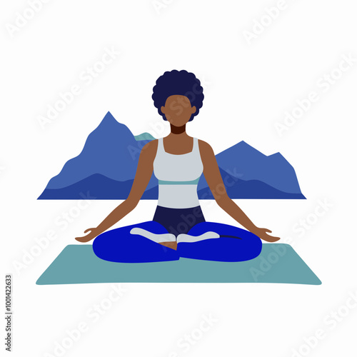 Wallpaper Mural Meditation practice concept with woman sitting in lotus position on mat in nature
 Torontodigital.ca