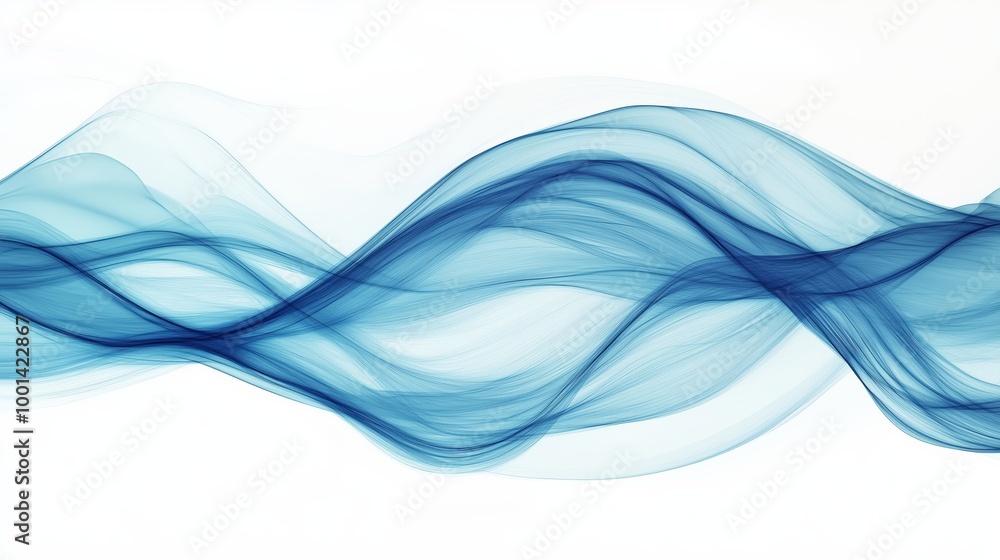 Abstract blue wave flowing from left to right over a white background Abstract blue wave flowing from left to right over a white background