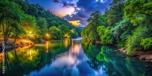 Breathtaking View of Ozark Scenic Riverway with Lush Greenery and Serene Waters in Nature's Splendor photo