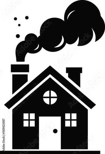 a house with a chimney and smoke coming out of it