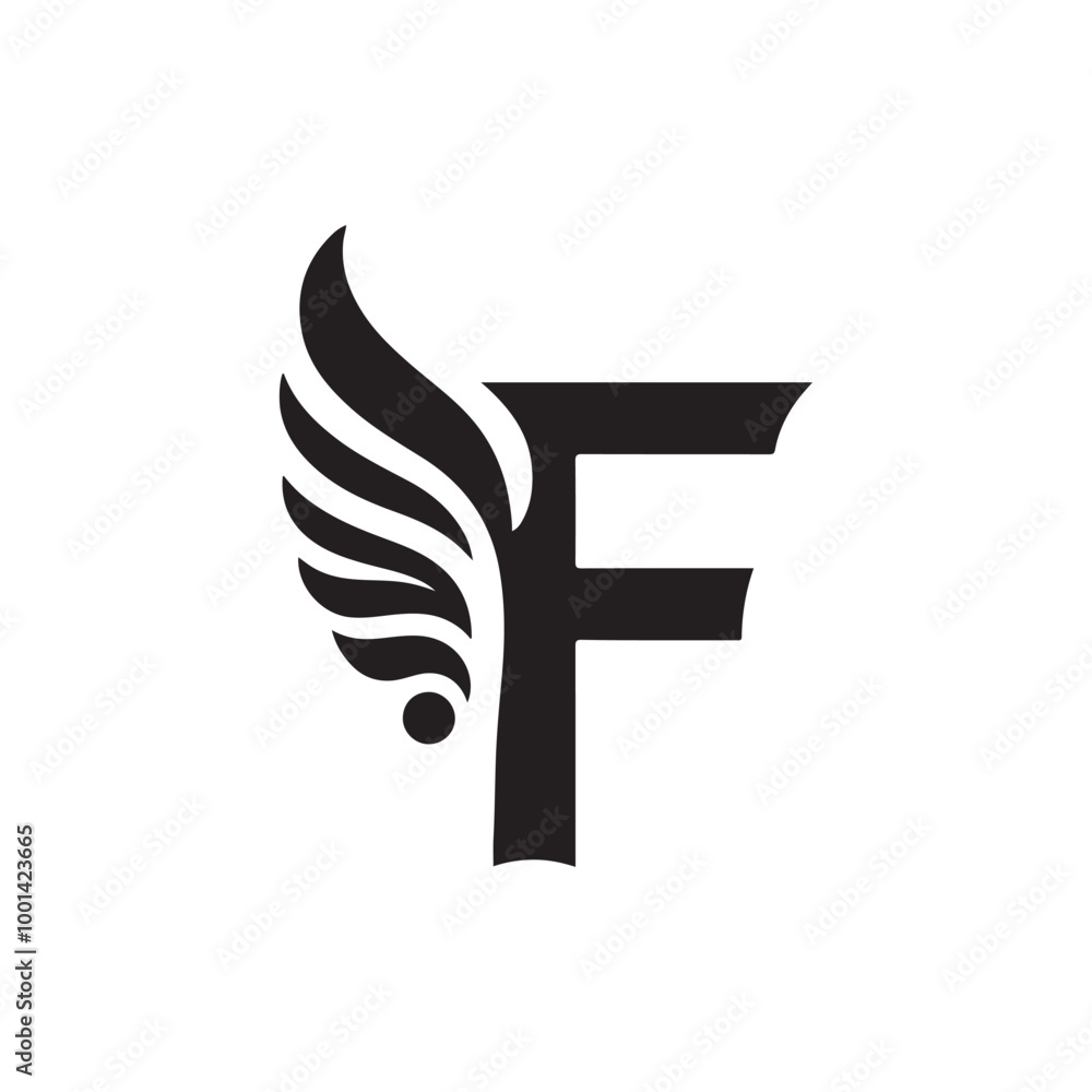 Sleek Letter F Logo with Wing Shape: Modern and Minimalist Design Template Perfect for Branding, Aviation, and Dynamic Businesses Sleek Letter F Logo with Wing Shape: Modern and Minimalist Design Template Perfect for Branding, Aviation, and Dynamic Businesses