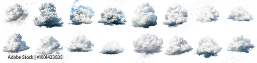 thunderstorm cloud with clear boundaries on an isolated white background