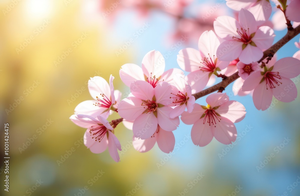 Pink cherry tree blossom flowers blooming in spring Pink cherry tree blossom flowers blooming in spring