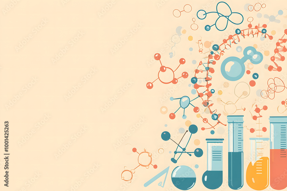 Obraz premium Abstract Scientific Background with Laboratory Equipment and Molecular Structures