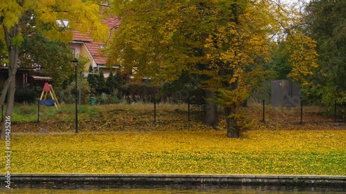 Autumn yellow park, leaf fall