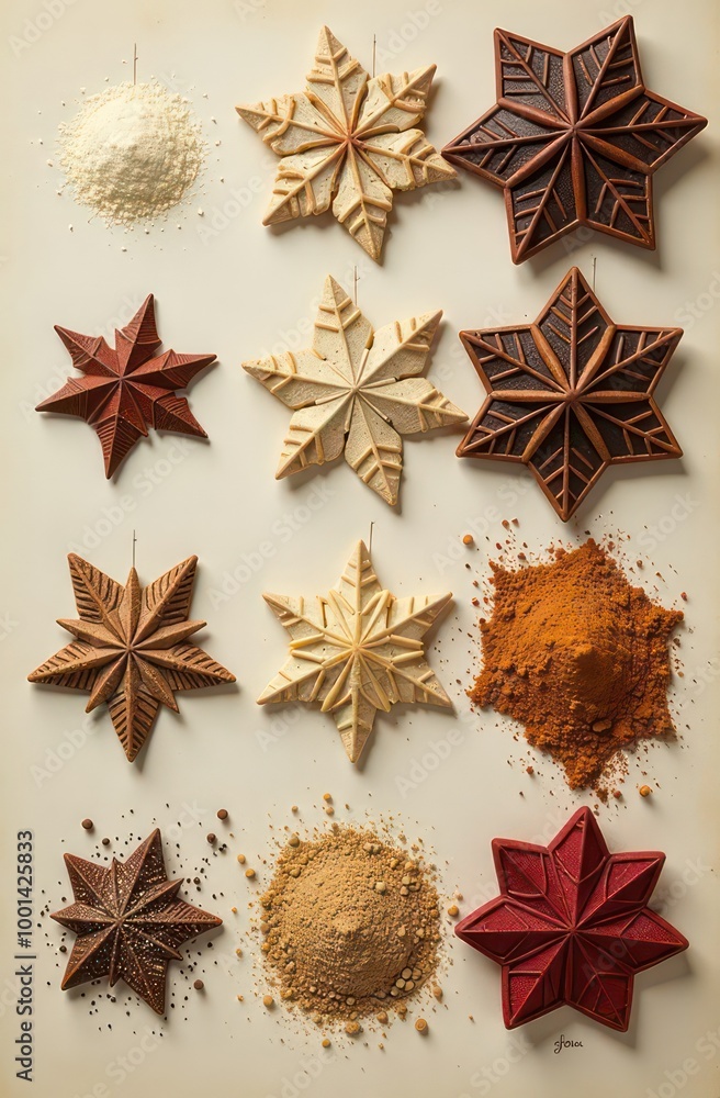 Spices on the Christmas background Spices on the Christmas background