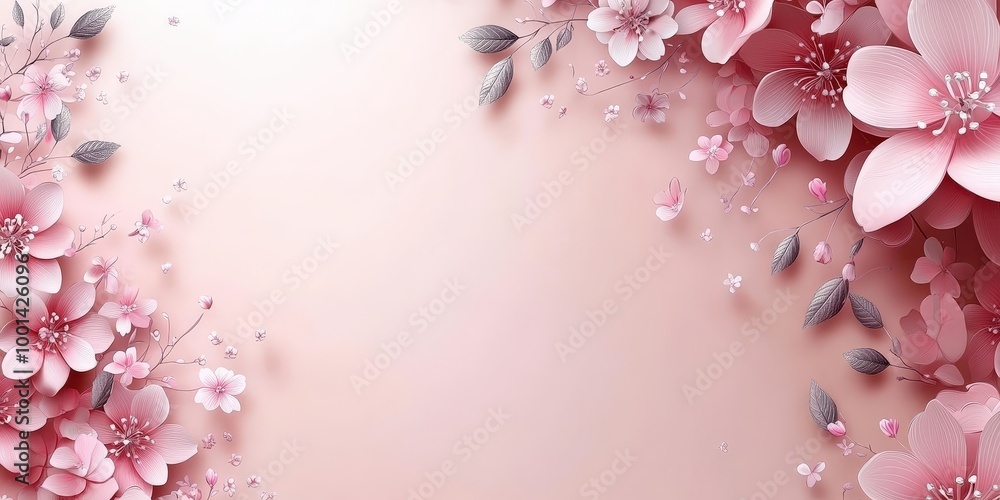Delicate Pink Blossoms Frame a Soft, Pastel Background, Evoking a Sense of Calm and Romantic Beauty Delicate Pink Blossoms Frame a Soft, Pastel Background, Evoking a Sense of Calm and Romantic Beauty