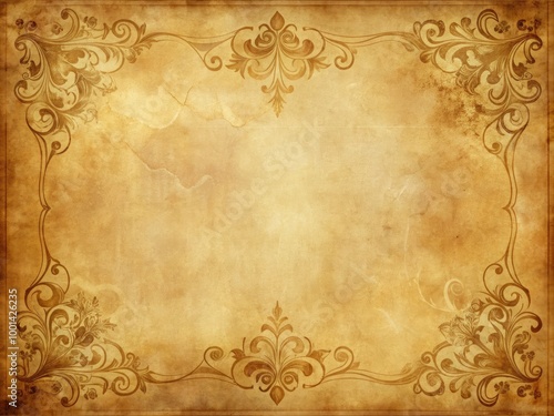 Distressed, sepia-toned parchment with faint script, ornate borders, and subtle tears, evoking nostalgia and classic elegance for design, advertising, and digital media applications.