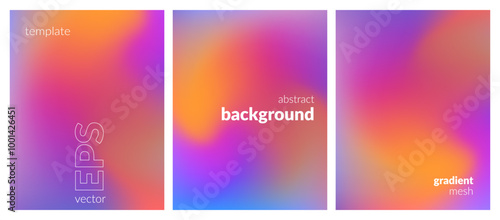 Collection. Abstract liquid background. Vibrant color blend. Blurred fluid colors. Gradient mesh. Modern design template for posters, ad banners, brochures, flyers, covers, websites. EPS vector image