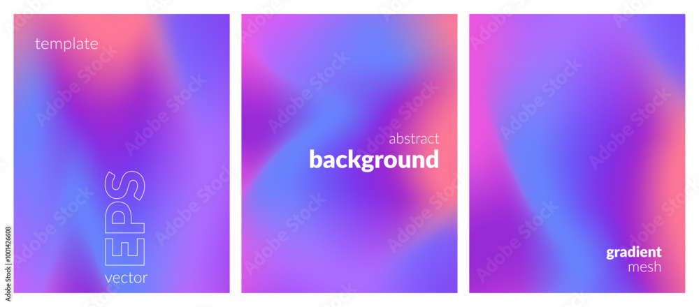 Collection. Abstract liquid background. Vibrant color blend. Blurred fluid colors. Gradient mesh. Modern design template for posters, ad banners, brochures, flyers, covers, websites. EPS vector image Collection. Abstract liquid background. Vibrant color blend. Blurred fluid colors. Gradient mesh. Modern design template for posters, ad banners, brochures, flyers, covers, websites. EPS vector image